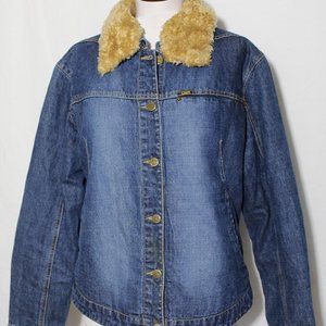 Lee Jacket Interior Quilted Jean Jacket Women's XL Removable Collar